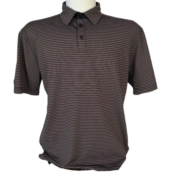 Fila Golf Polo Shirt Mens Large Maroon Black Striped Short Sleeves - Picture 1 of 8